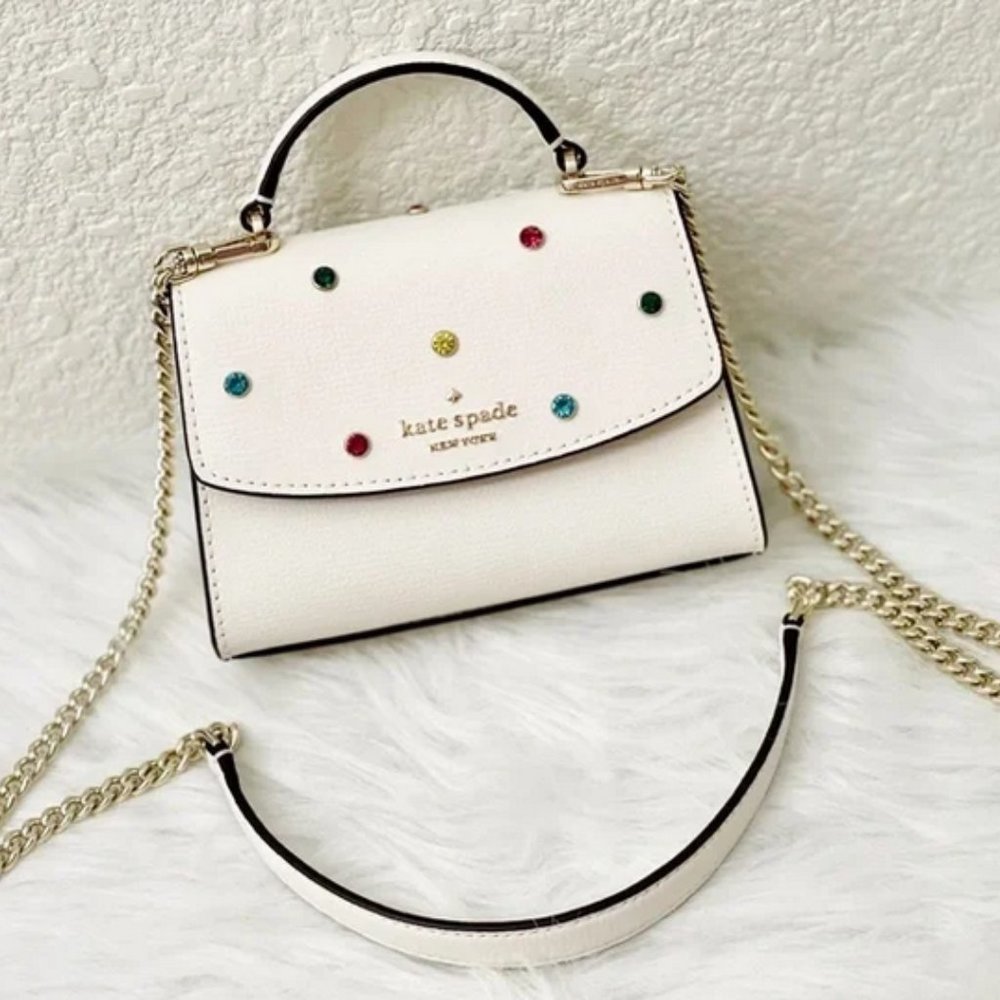 Kate Spade Darcy Micro Satchel Studded Festive Cream Multi